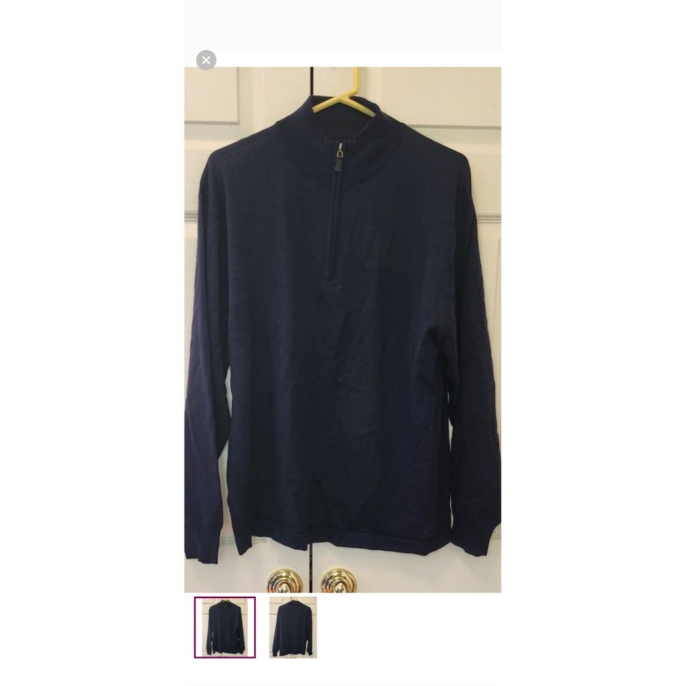 Linea Uomo Mens XXL Quarter Zip Pullover Sweater Black‎ Acrylic Wool Blend